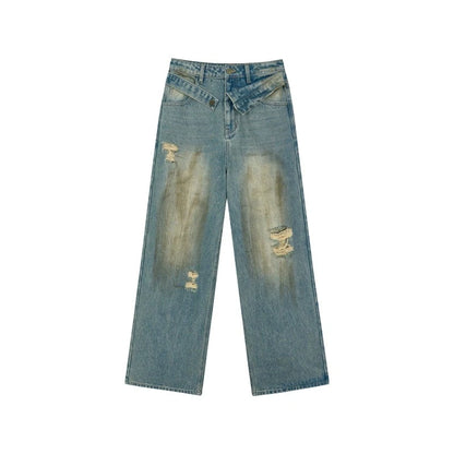 Ripped Dirty Washed Denim Pants