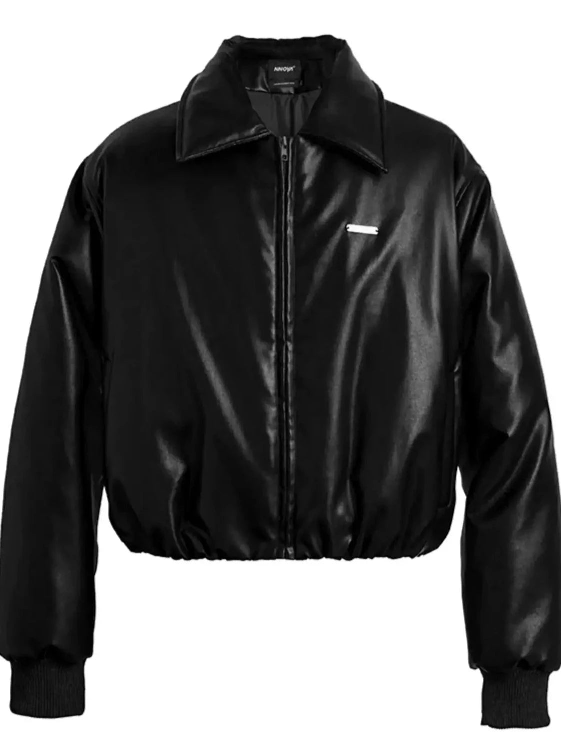 American Retro Lapel PU Lint Jacket