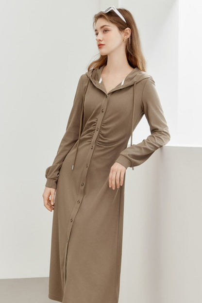 Hooded Slim Cardigan Dress