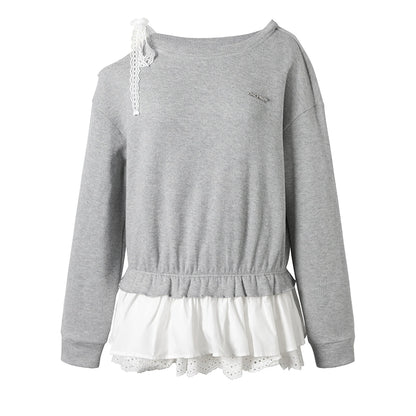 Skin-Friendly Slanted Shoulder Sweatshirt