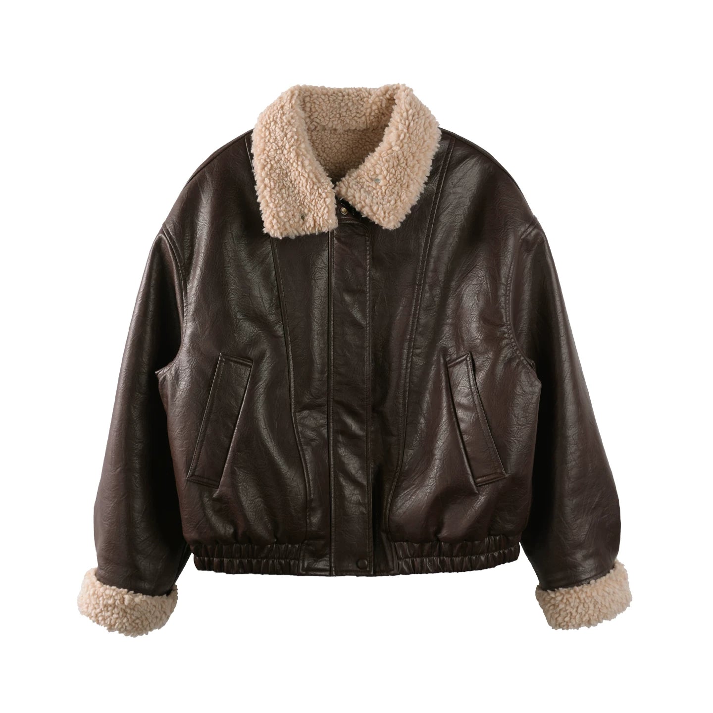 Sheepskin Collar Leather Jacket