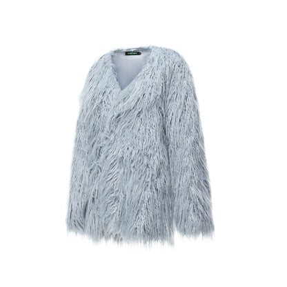 V-Neck Shearling Fur Jacket