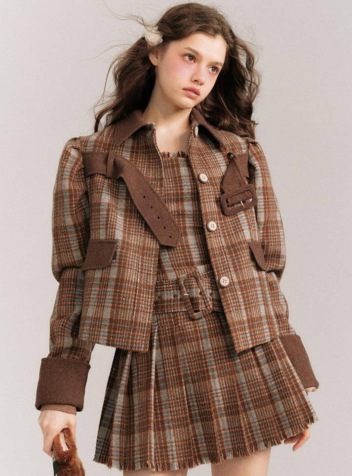 Plaid Belted Coat