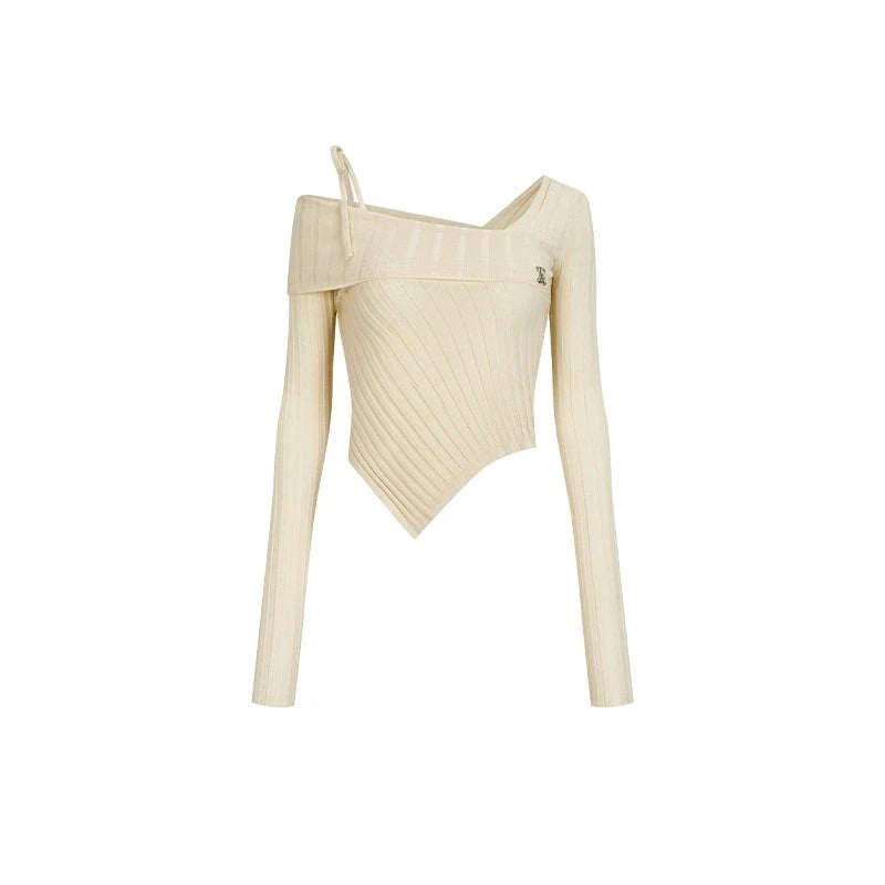 Sense V-Neck Cropped Knit Sweater Top