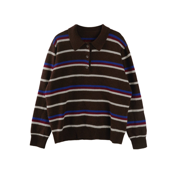 Fashionable Striped Wool Knitted Sweater