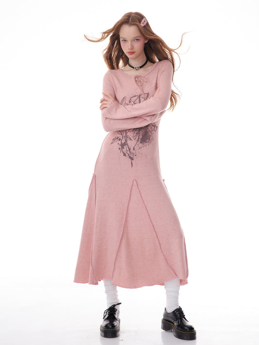 Long sleeve wool knit base Dress