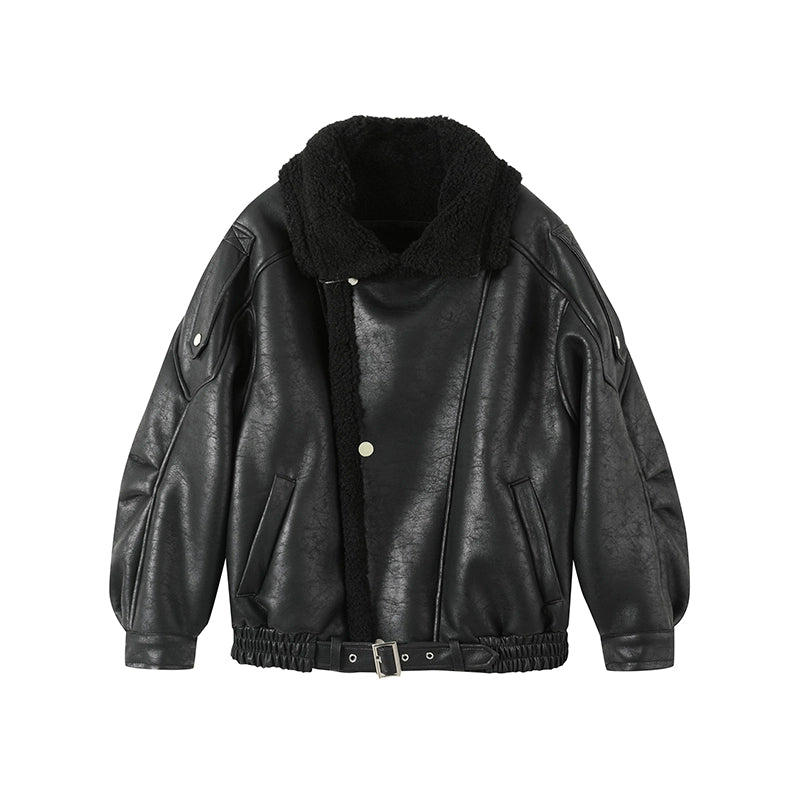 Leather And Fur Motorcycle Jacket Set-Up