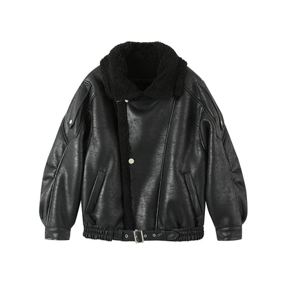 Leather And Fur Motorcycle Jacket Set-Up