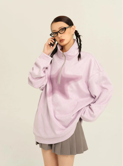 Hoodie polo collar sweater outer