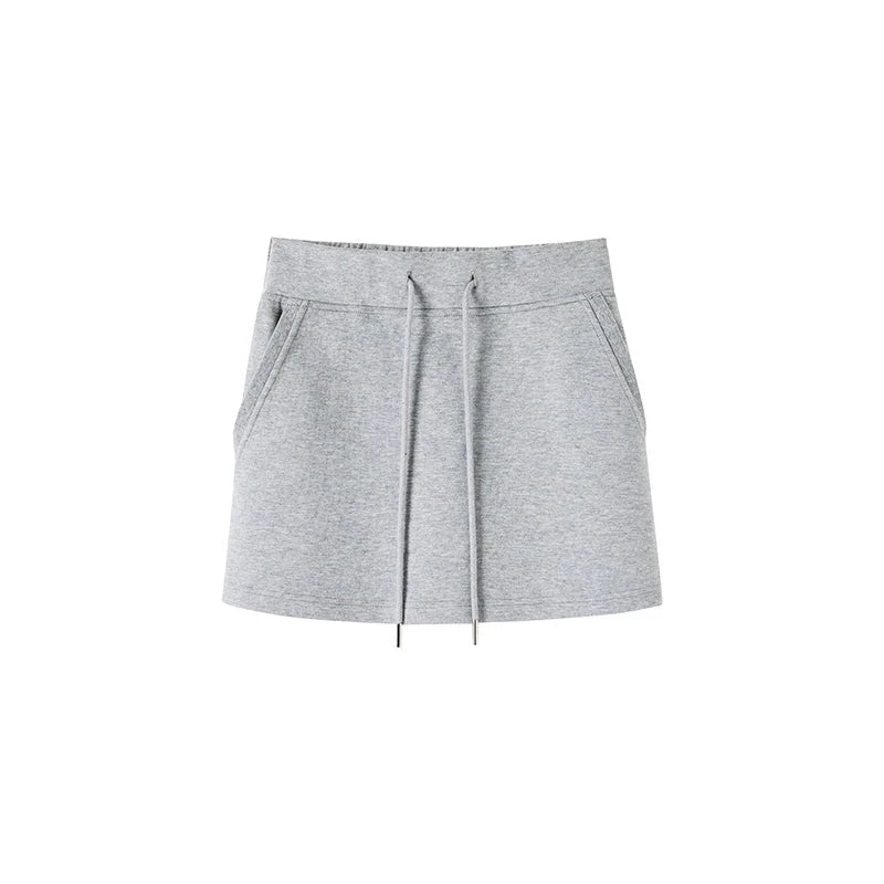 One-shoulder strappy top pocket drawstring skirt set