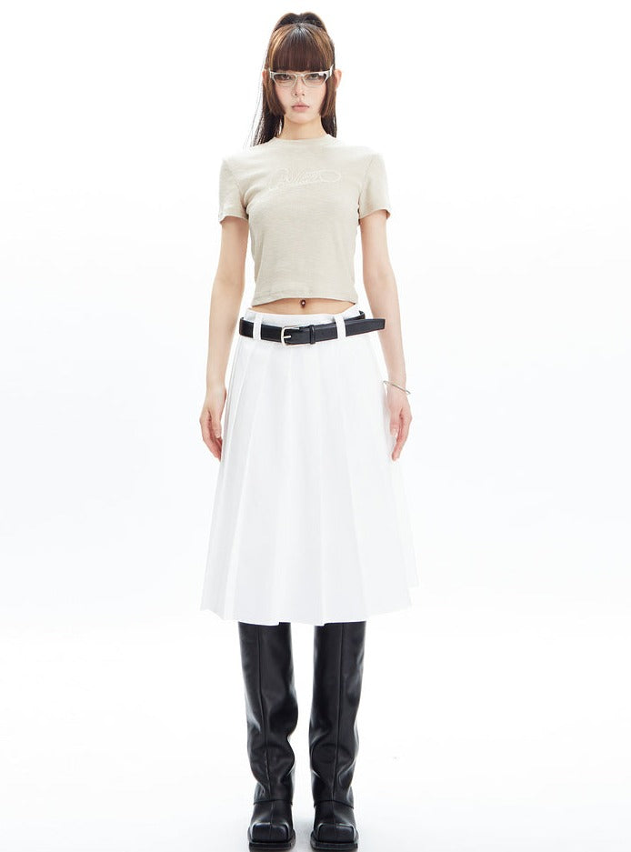 American Pleated A-line Half Skirt