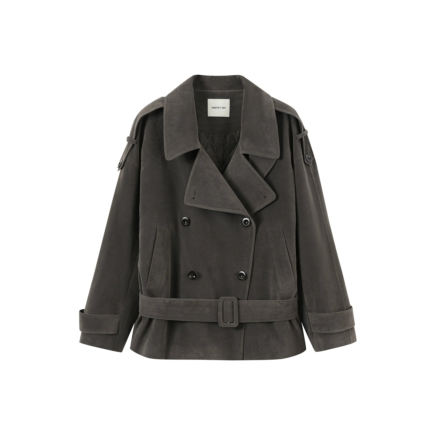 Grey Suede Trench Coat