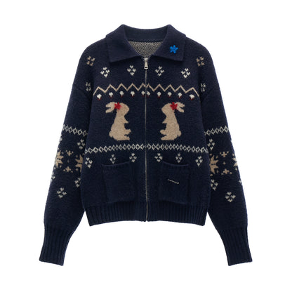 Snowflake Rabbit Knit Cardigan