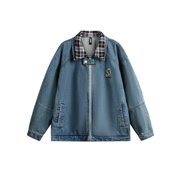 Retro Embroidered Loose Fit Denim Jacket