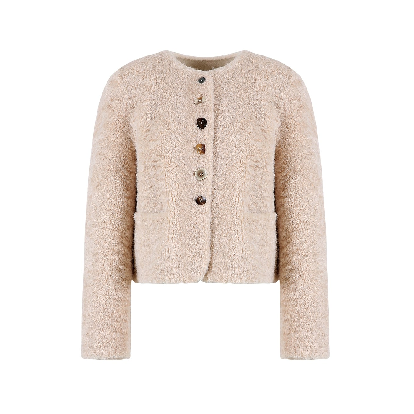 Rainbow Candy Button Shearling Jacket