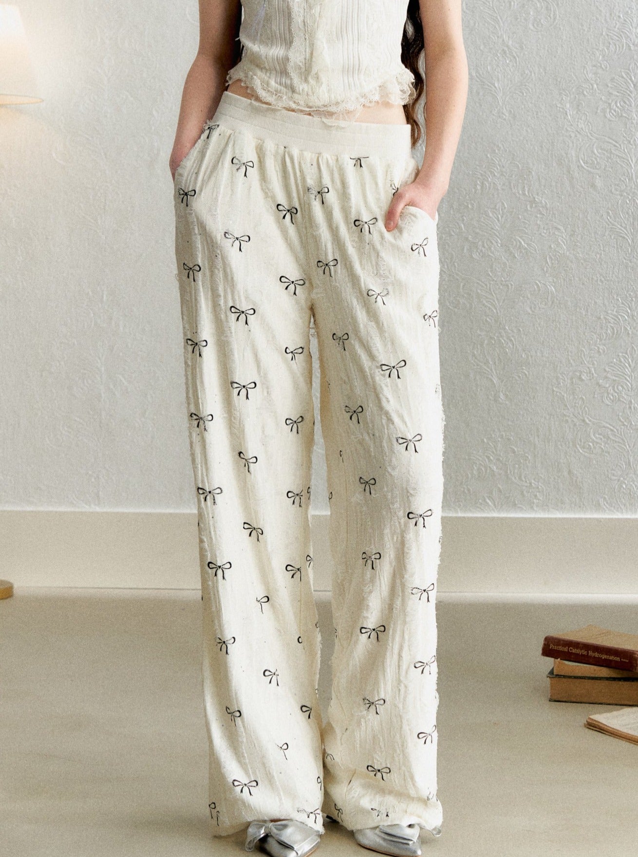 Retro Style Bow Casual Pants