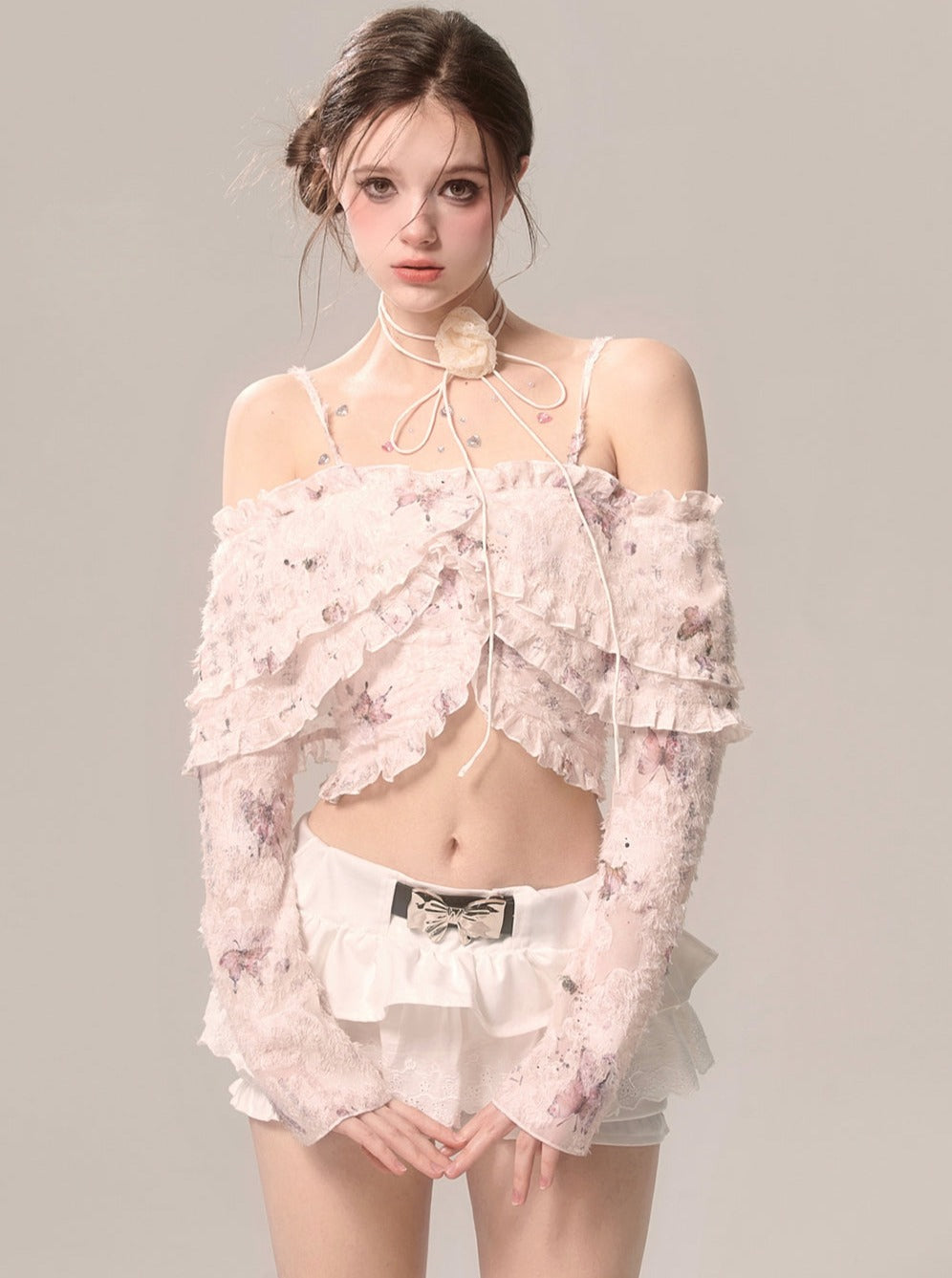 Chiffon Lace Suspender Top