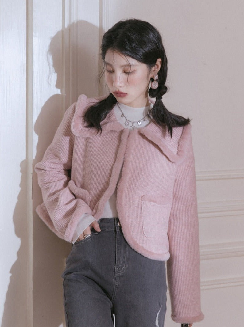 Raw edges knitted cardigan coat