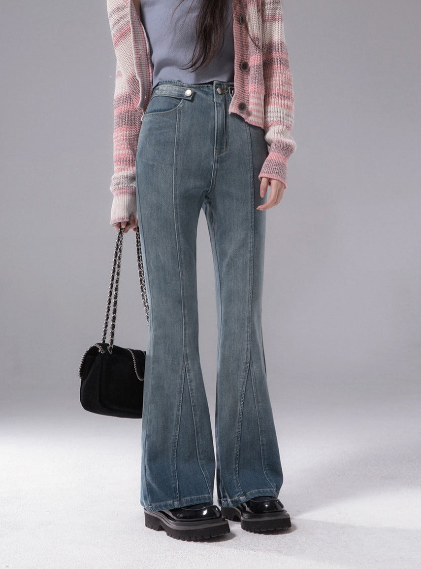 DENIM FLARED PANTS