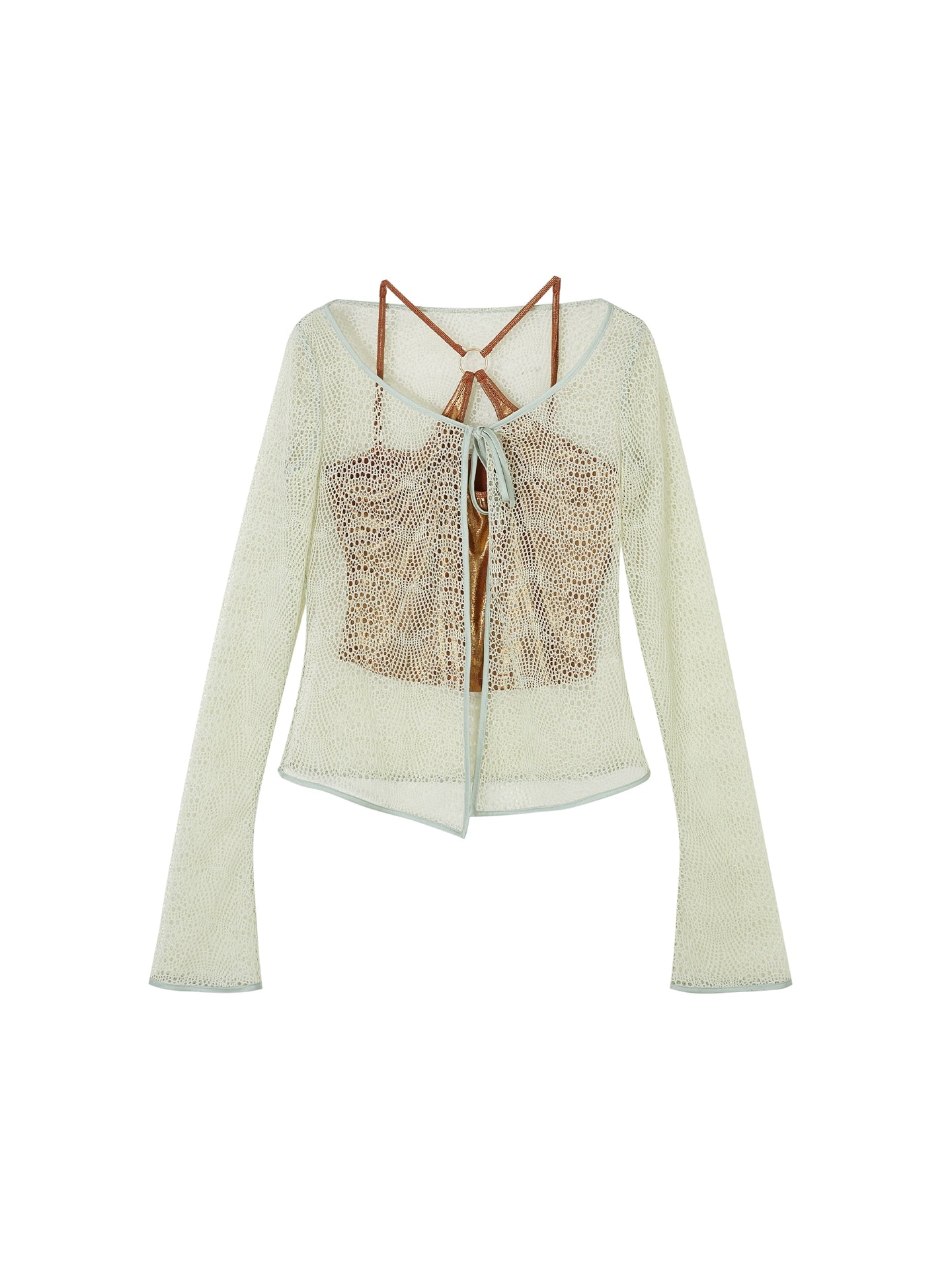 Lace Metallic Cardigan Set