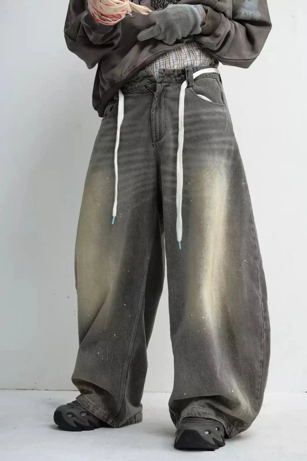 Grey Wide-Leg Unisex Machete Pants