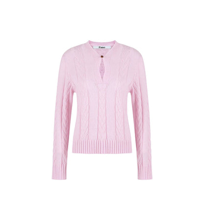Pink Mohair V-Neck Sweater