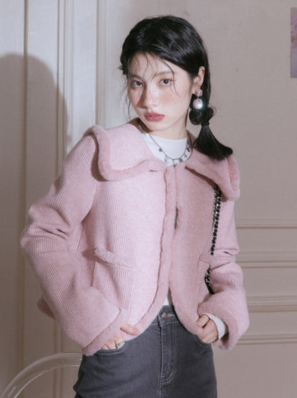 Raw edges knitted cardigan coat