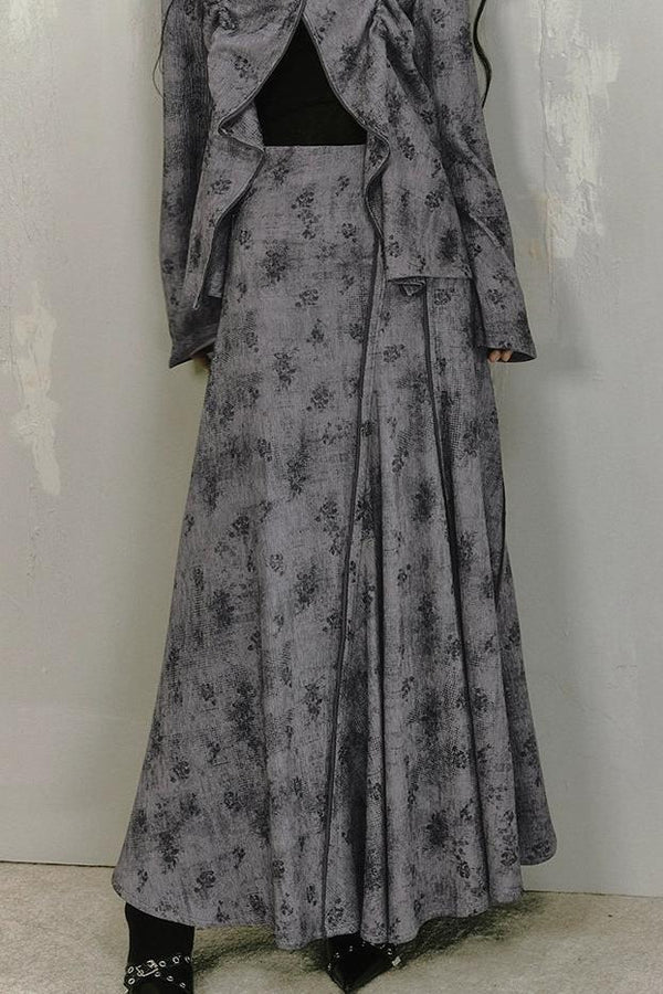 텍스처드 중국 자켓 & 스커트 세트 