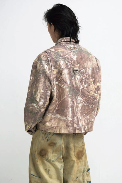 CAMOUFLAGE VINTAGE ROLL-LAPEL CARGO JACKET