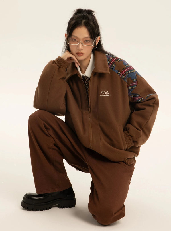 American vintage woolen paneled cotton jacket