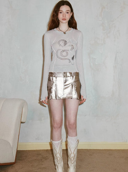 Aurora Pleated Leather Skirt