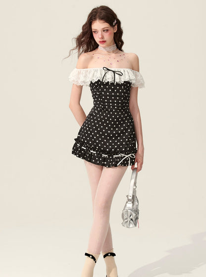 Mulberry Polka Dot Lace Dress