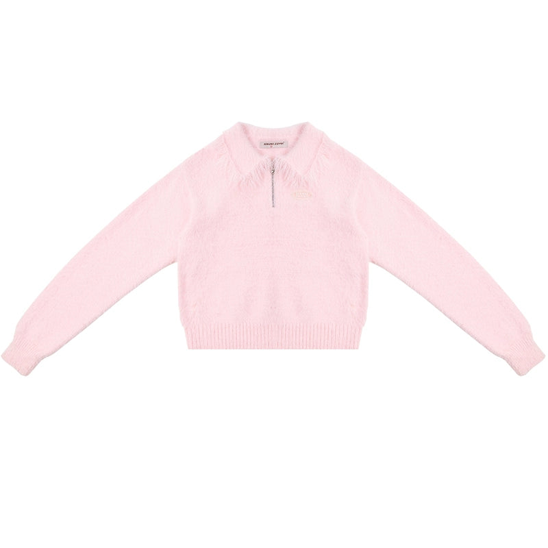 American thick wool polo collar sweater