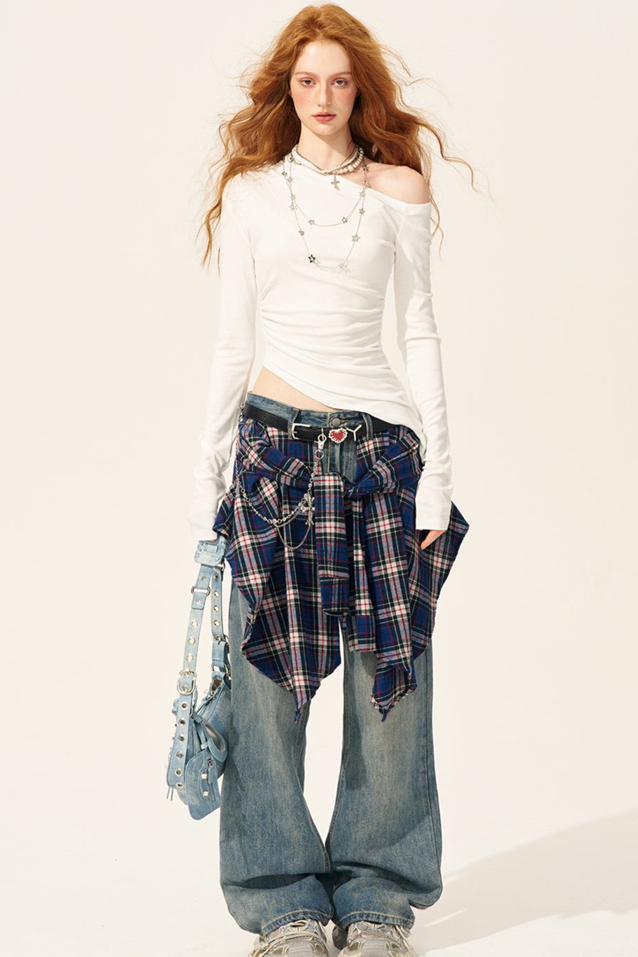 Elastic Waist Wide-Leg Casual Pants