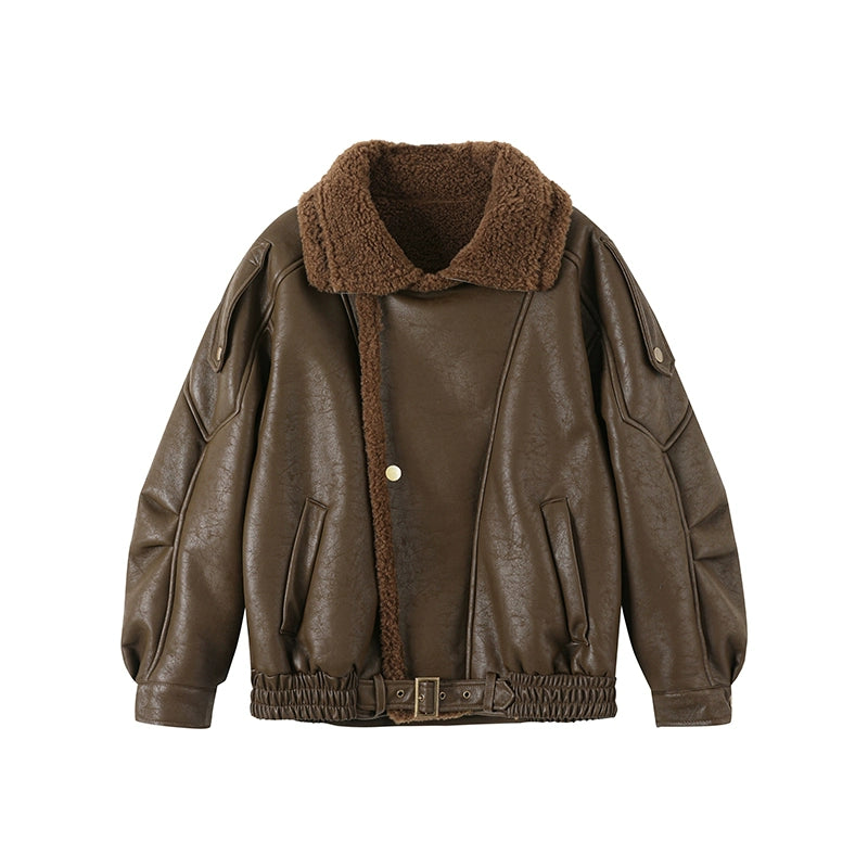 Leather And Fur Motorcycle Jacket Set-Up