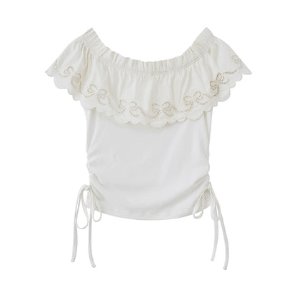 One-Shoulder Lace Wave Top