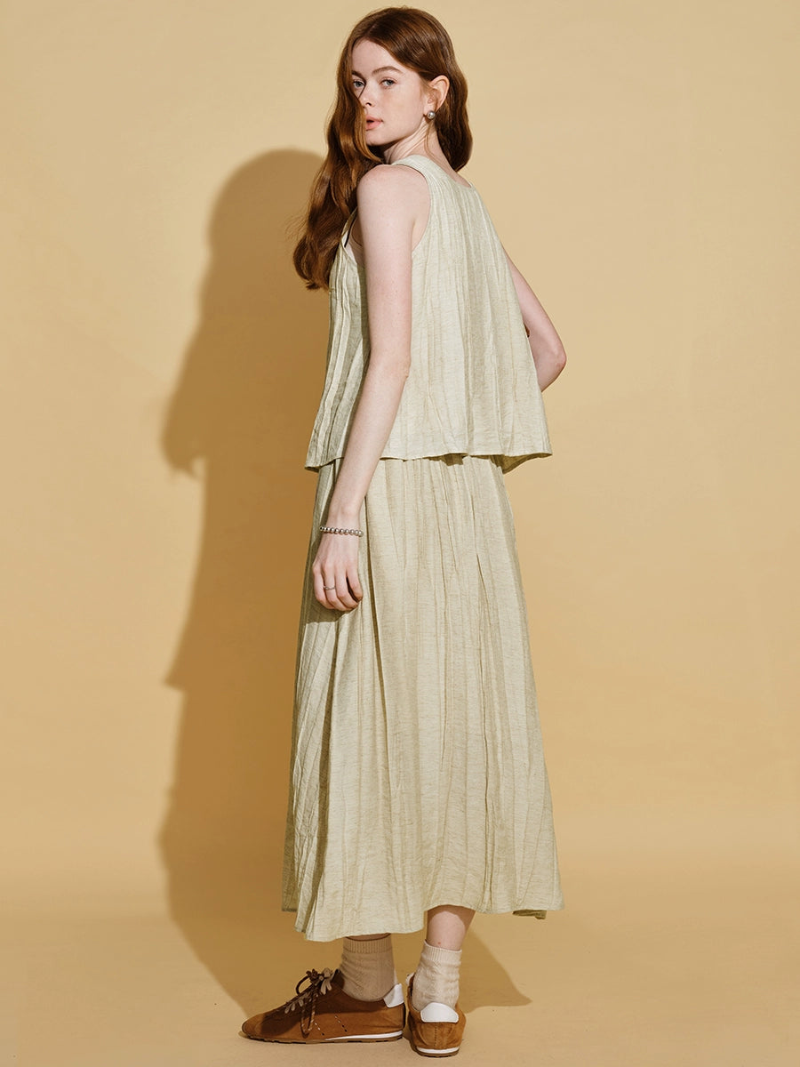 Linen Suit Skirt Two-Piece Set