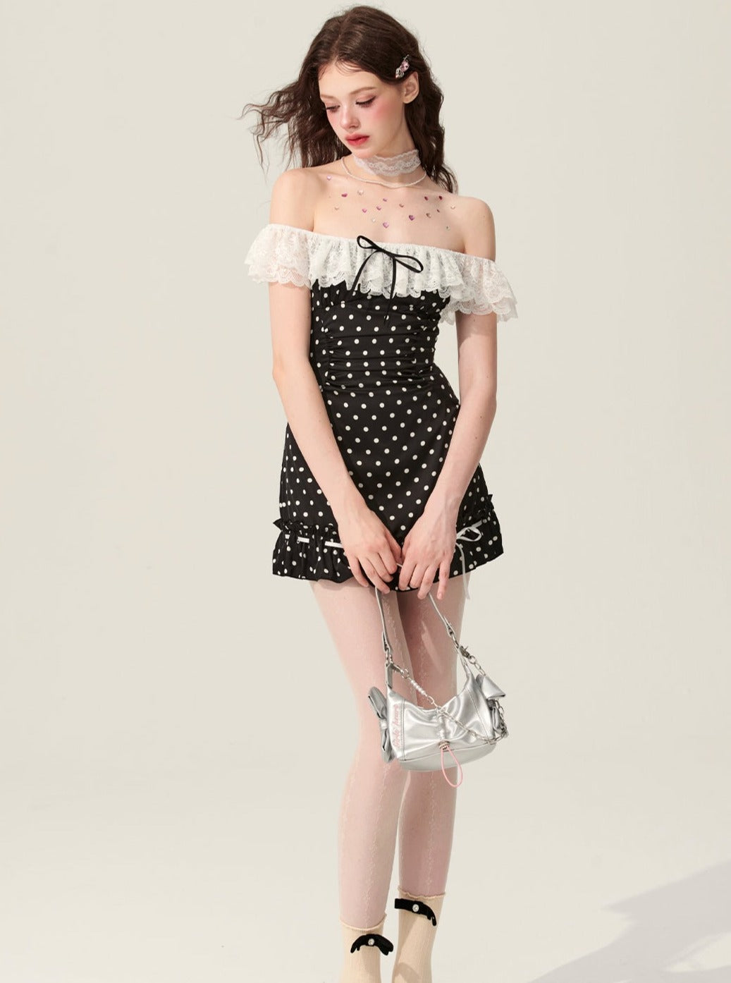 Mulberry Polka Dot Lace Dress