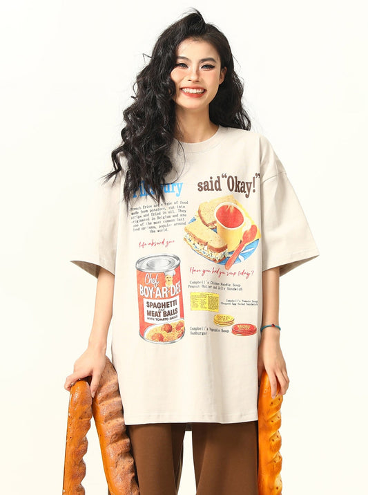 Retro Hamburger Print T-Shirt