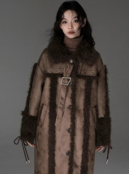 Long lamb fur coat