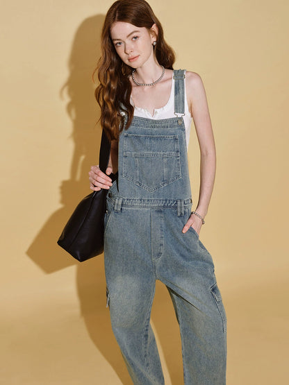 Loose Denim Bib Pants