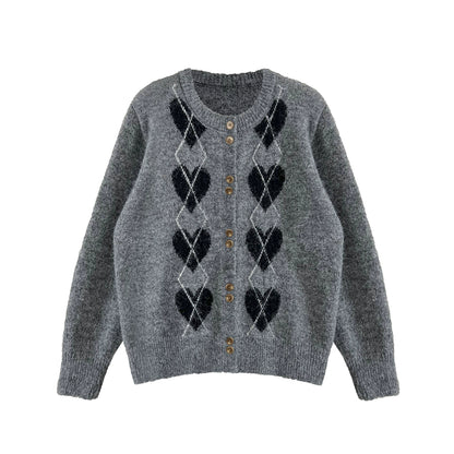 Retro Heart Knit Cardigan