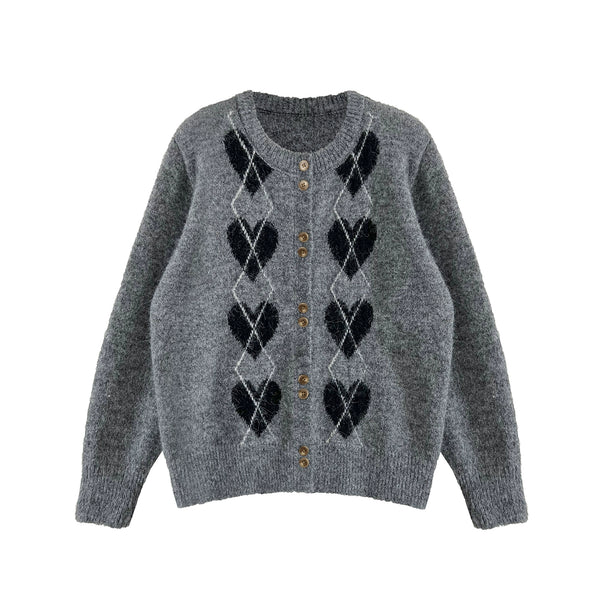 Retro Heart Knit Cardigan