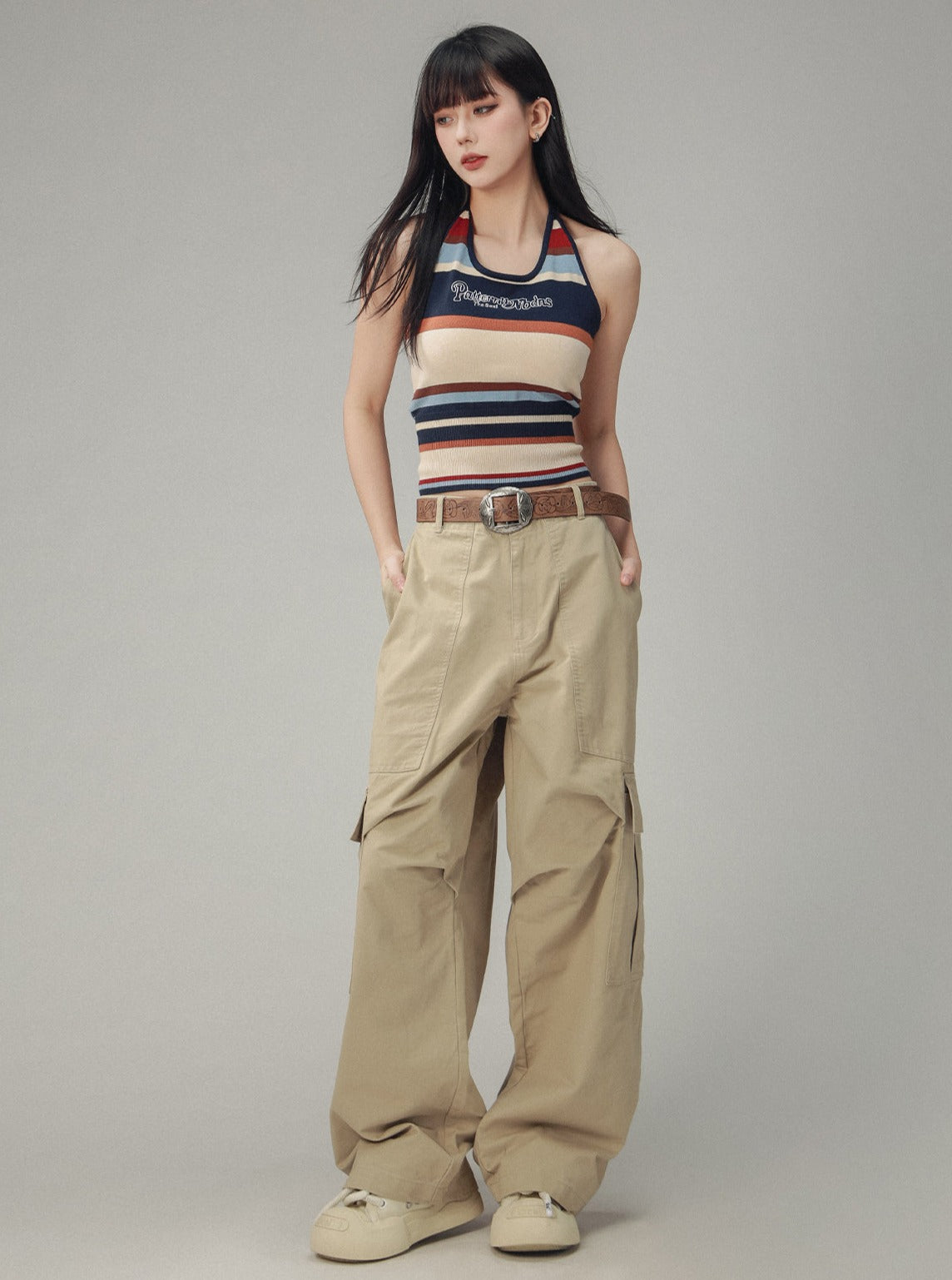 Vintage Khaki Cargo-Hose