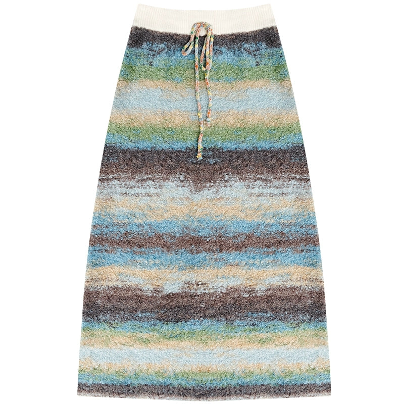 Striped Slim Fit Fishtail Midi Skirt