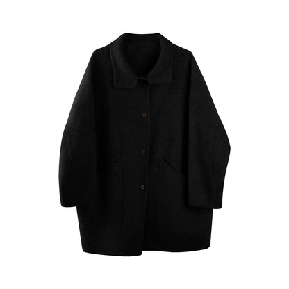 French Woolen Stand-Up Collar Coat