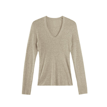 U-Neck Long-Sleeved Knit Top