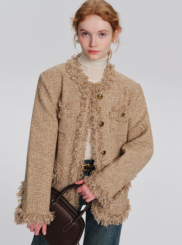 wool tweed temperament design jacket