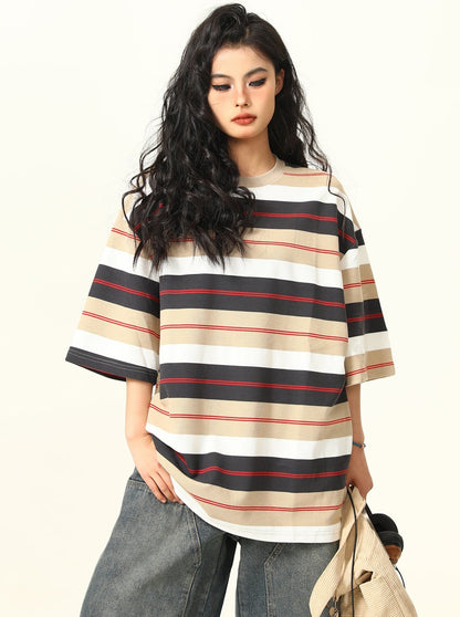 Retro Contrast Striped T-Shirt