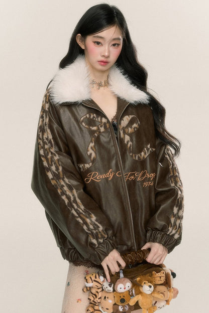 Fur Collar Leather Jacket